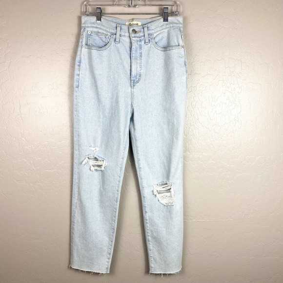 NWT Madewell The Mom Jean High Waist Ripped Distressed Raw Hem Jeans Size 27 - Picture 4 of 12